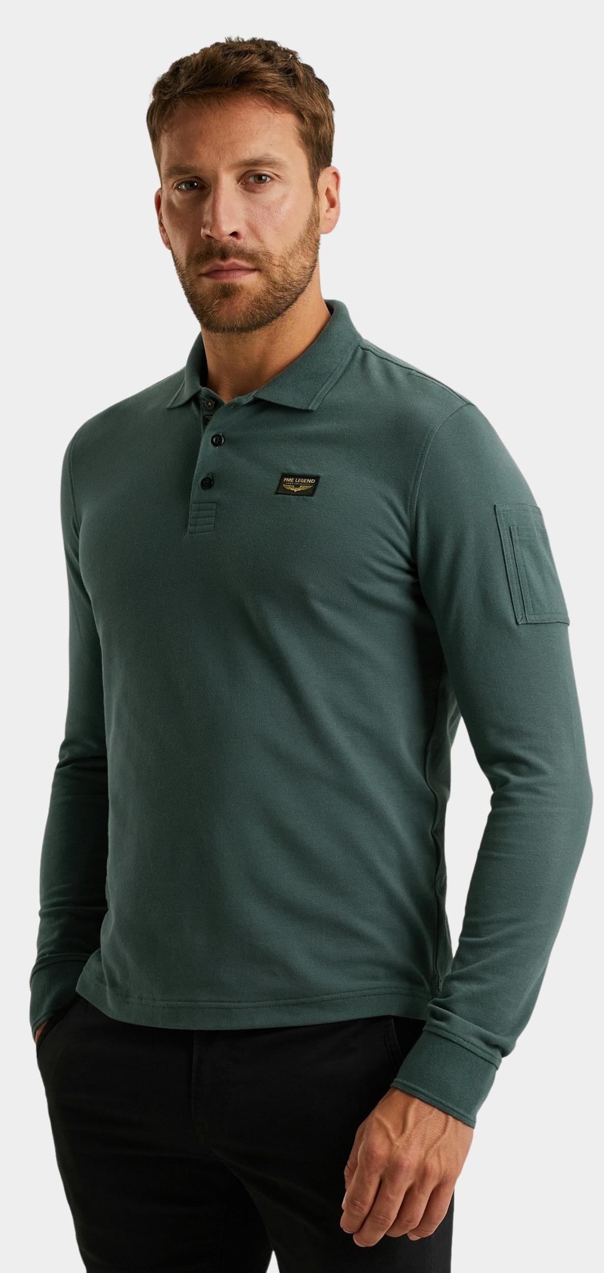 PME Legend Polo lange mouw Blauw Long sleeve polo American Cla PPS2508899/5125