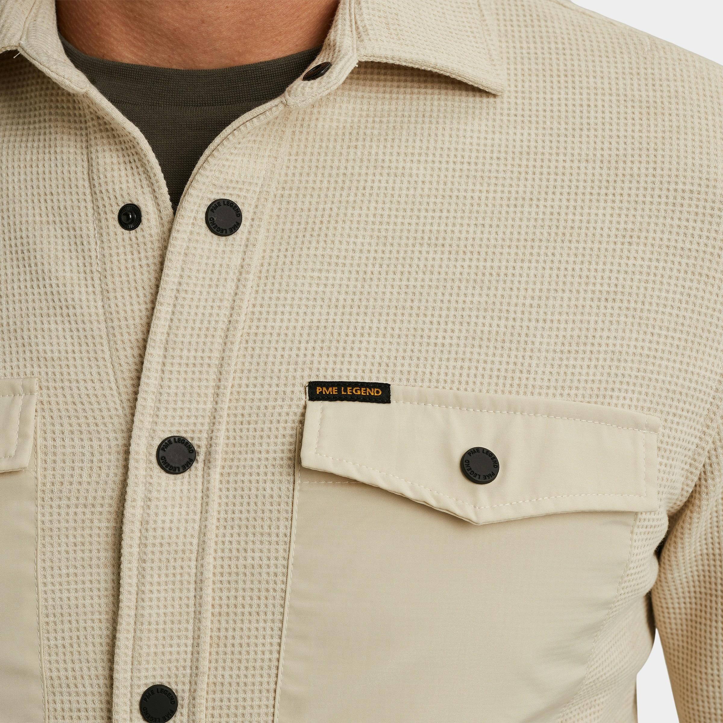 PME Legend Casual hemd lange mouw Beige LONG SLEEVE SHIRT Waffle Jers PSI2511246/7013