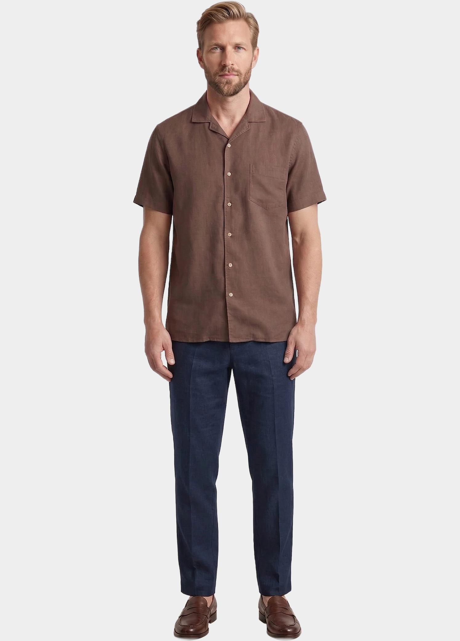 Giordano overhemd korte mouw heren Bruin Capri Short Sleeve Resort Gar 616002/80