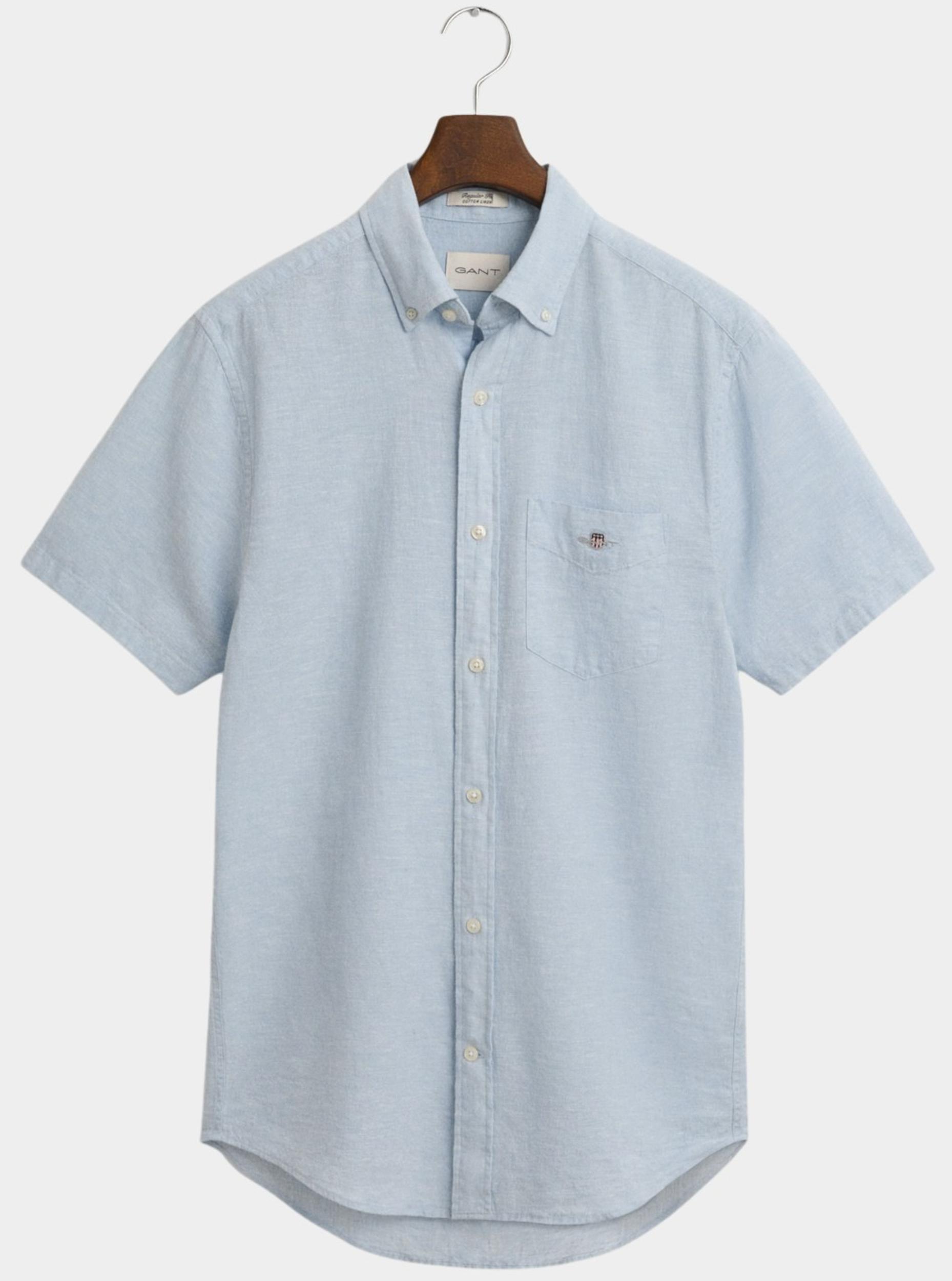 Gant Casual hemd korte mouw Blauw REG COTTON LINEN SS SHIRT 3250083/457