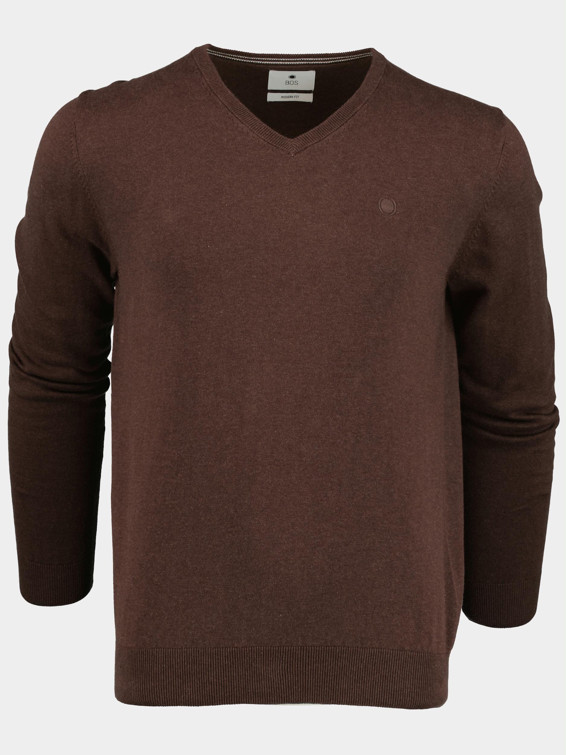 Bos Bright Blue Pullover Bruin Vince V-neck Pullover Flat Kn 22305VI01BO/870 d.brown