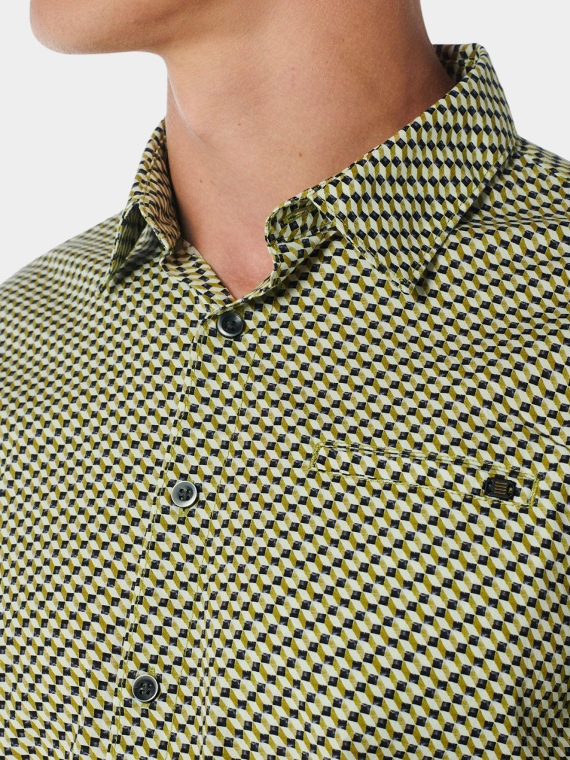 No Excess Casual hemd lange mouw Groen Shirt Stretch Allover Printed 21430716/055