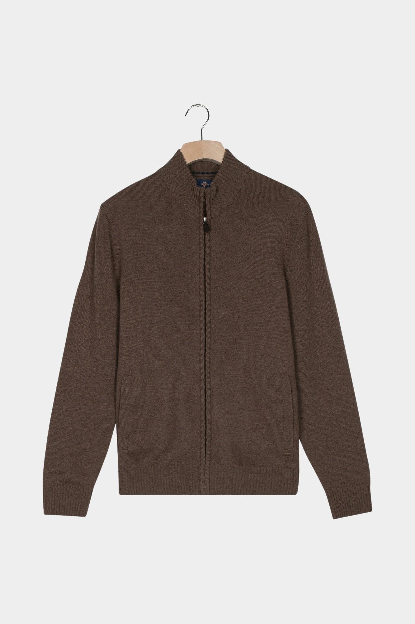 Baileys Vest Bruin Cardigan Zip  10gg, single kn 520096/875