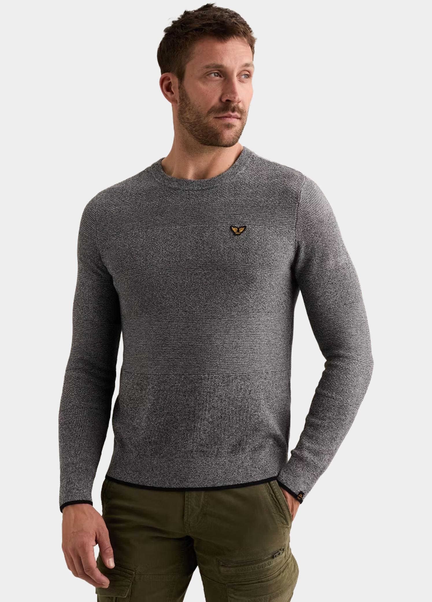 PME Legend Pullover heren Blauw R-neck cotton modal structure PKW2608305/5281