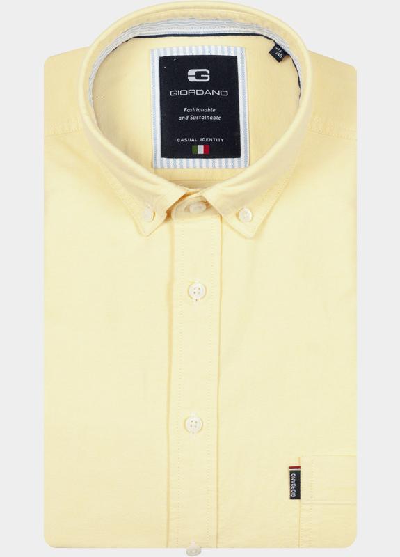 Giordano overhemd korte mouw heren Geel Marlon Short Sleeve Button Do 616052/20