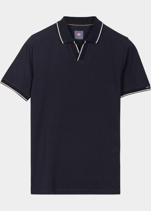 Baileys Polo heren Blauw Poloshirt V-Collar Solid Piqu 615217/69