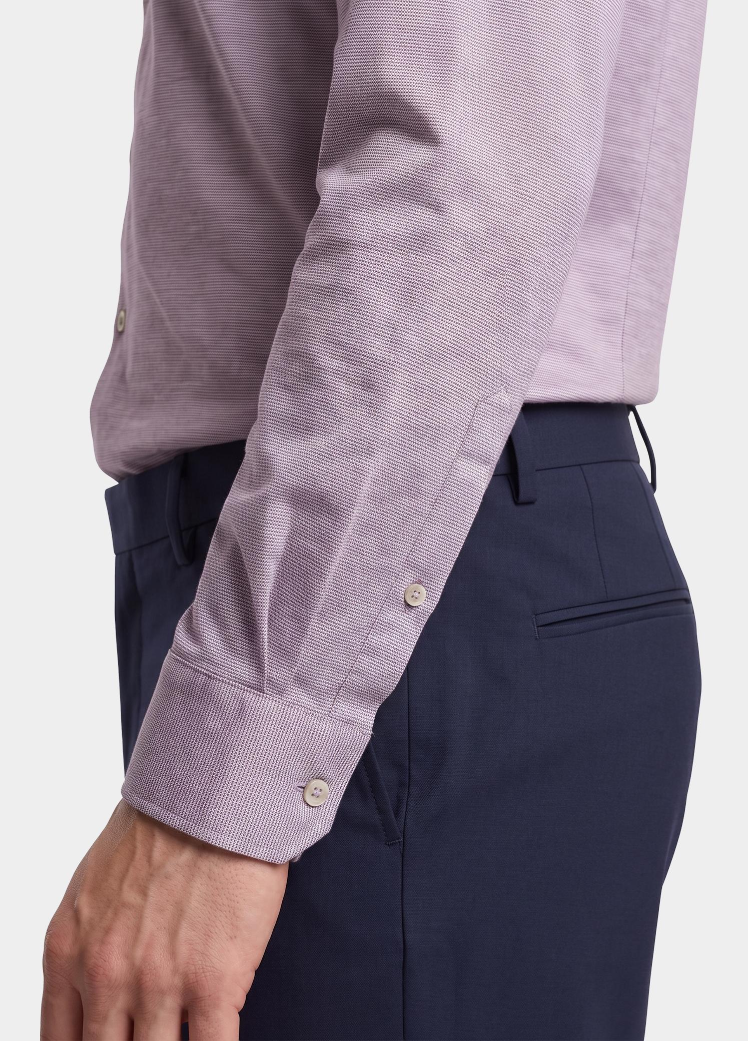 R2 Amsterdam Overhemd extra lange mouw Paars Knitted polyester sorona shir 134.WSP.XLS.013/084