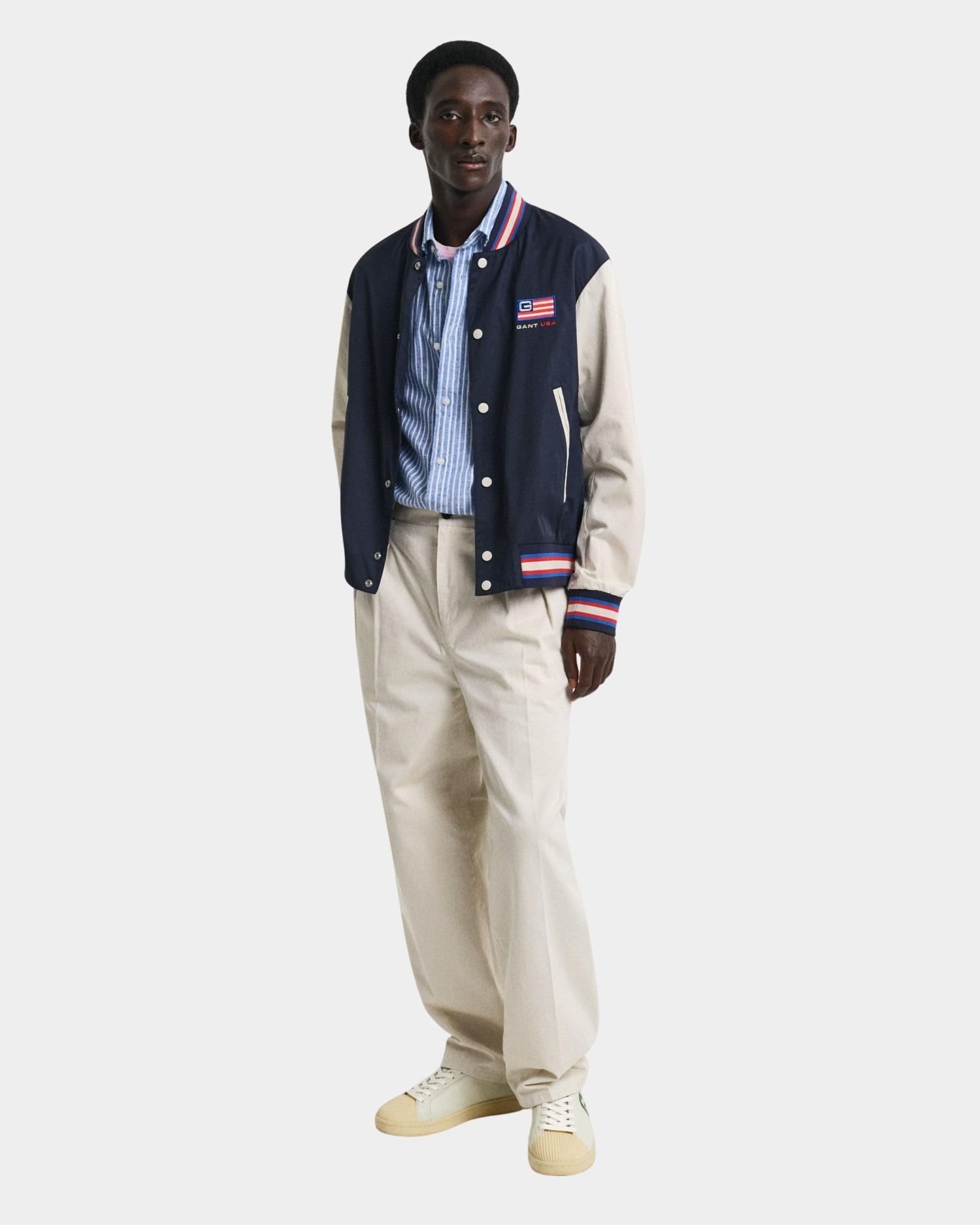 Gant Casual hemd korte mouw Blauw REG COTTON LINEN STRIPE SS SH 3250039/407