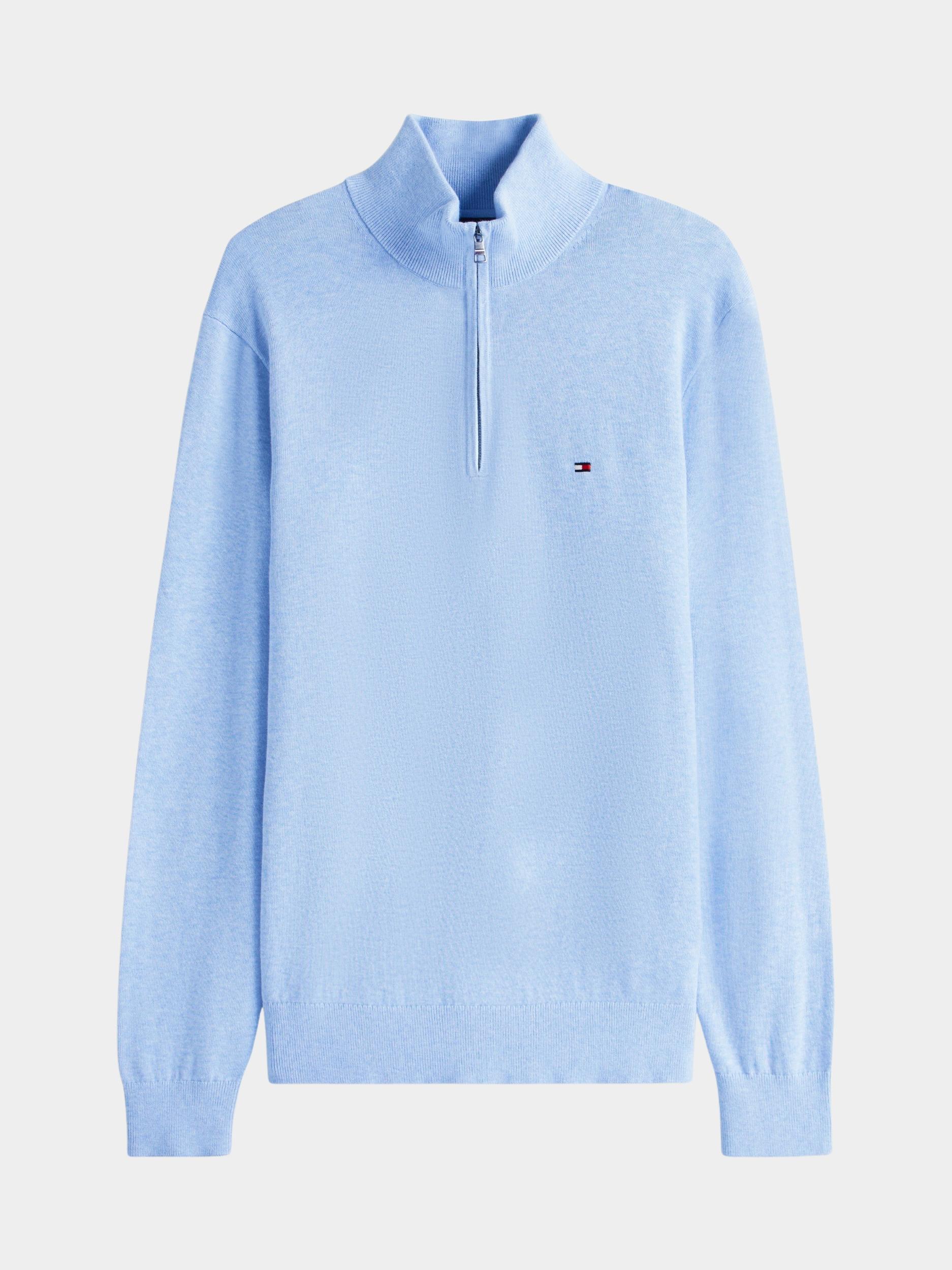 Tommy Hilfiger Half Zip Blauw ESSENTIAL COTTON ZIP MOCK MW0MW37331/DVD