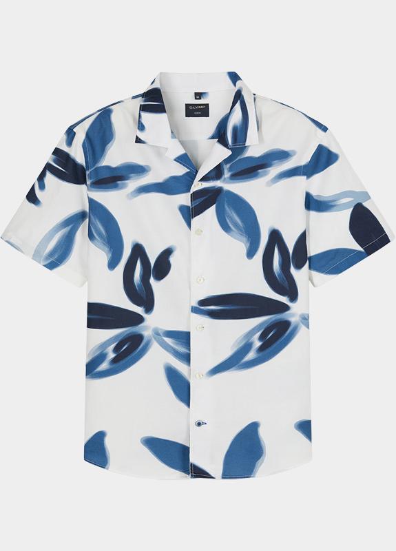 Olymp overhemd korte mouw heren Beige Casual 402612/01