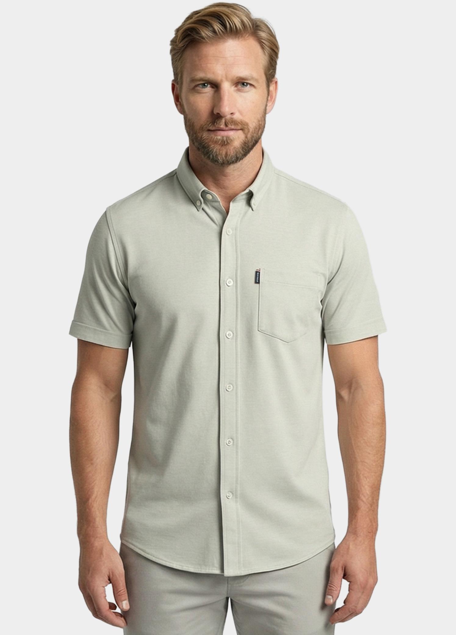 Giordano overhemd korte mouw heren Groen Alfa Short Sleeve Button Down 616078/71