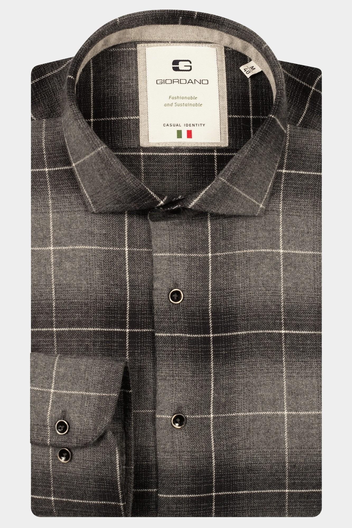 Giordano Casual hemd lange mouw Grijs Row long sleeve cutaway Soft 527831/91