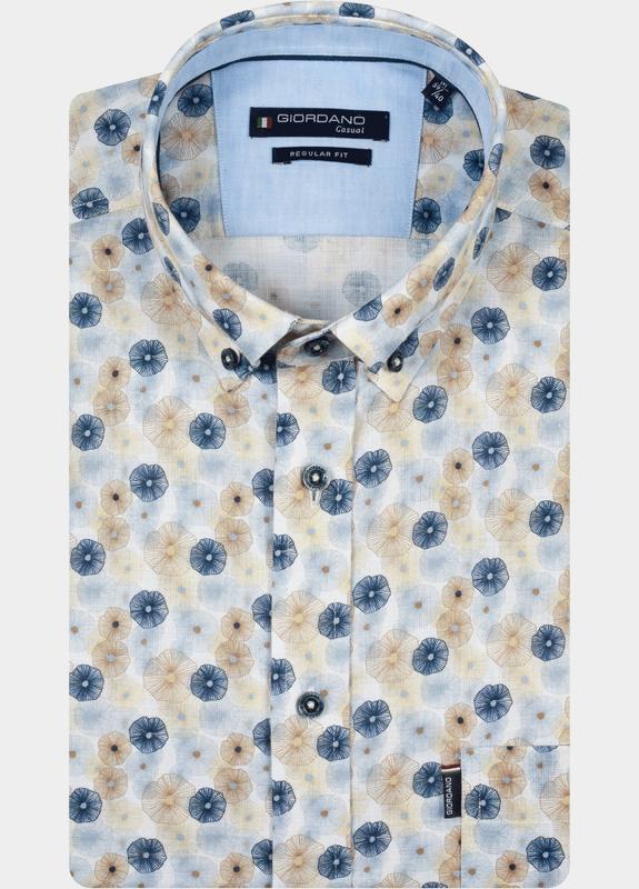 Giordano overhemd korte mouw heren Geel League short sleeve button do 616018/20