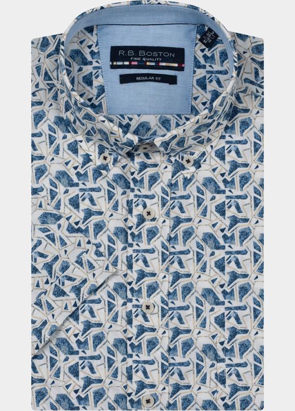 R.B. Boston overhemd korte mouw heren Blauw Marshall SS Button Down 616670/615