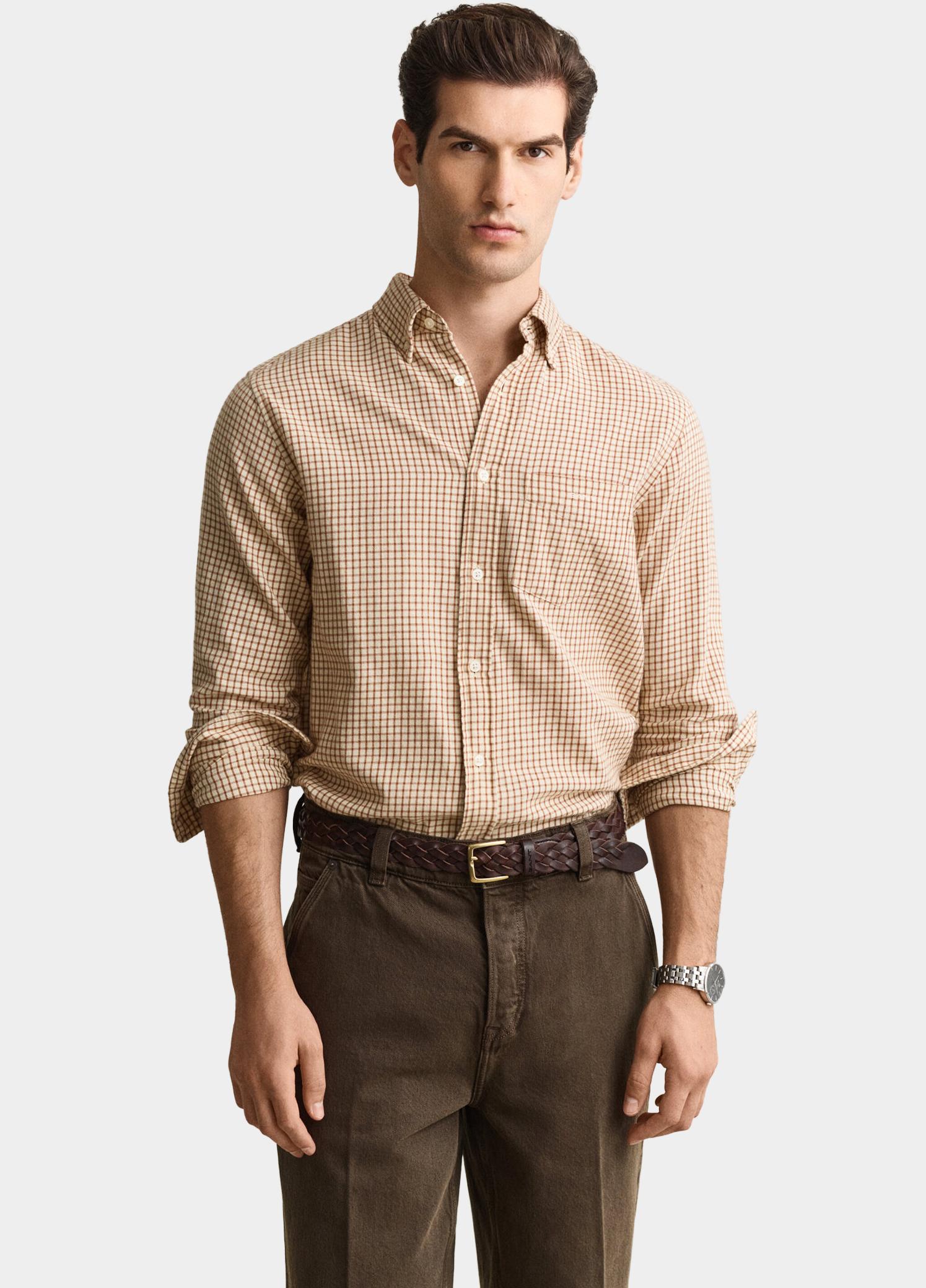 Gant Overhemd heren Bruin Geruit overhemd van Windblown 3263034/273