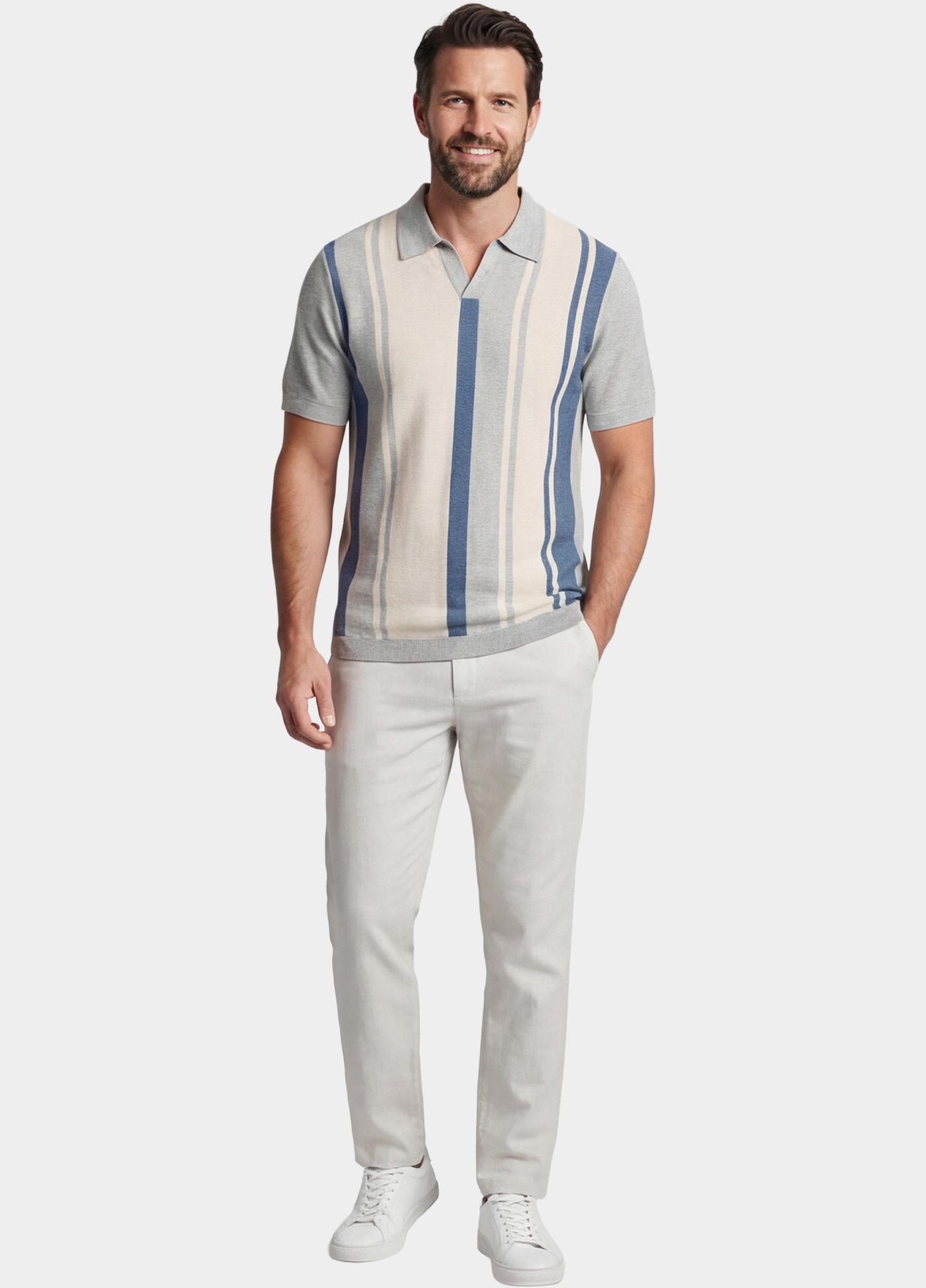 Baileys Polo heren Blauw Polo knitted-SS V-Collar all 615770/645