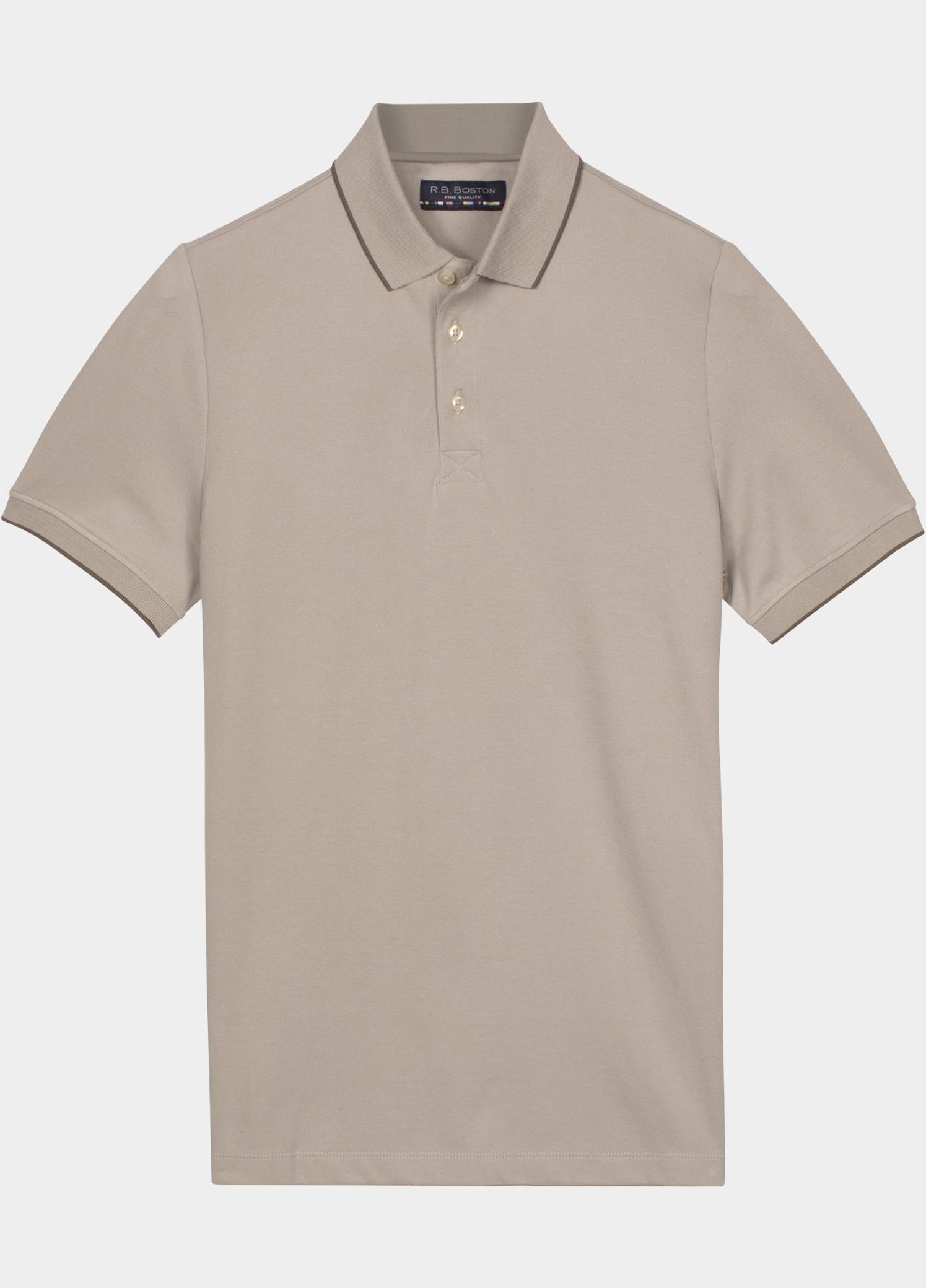 R.B. Boston Polo heren Grijs Polo Shirt  Solid Oxford Piqu 615294-78/92