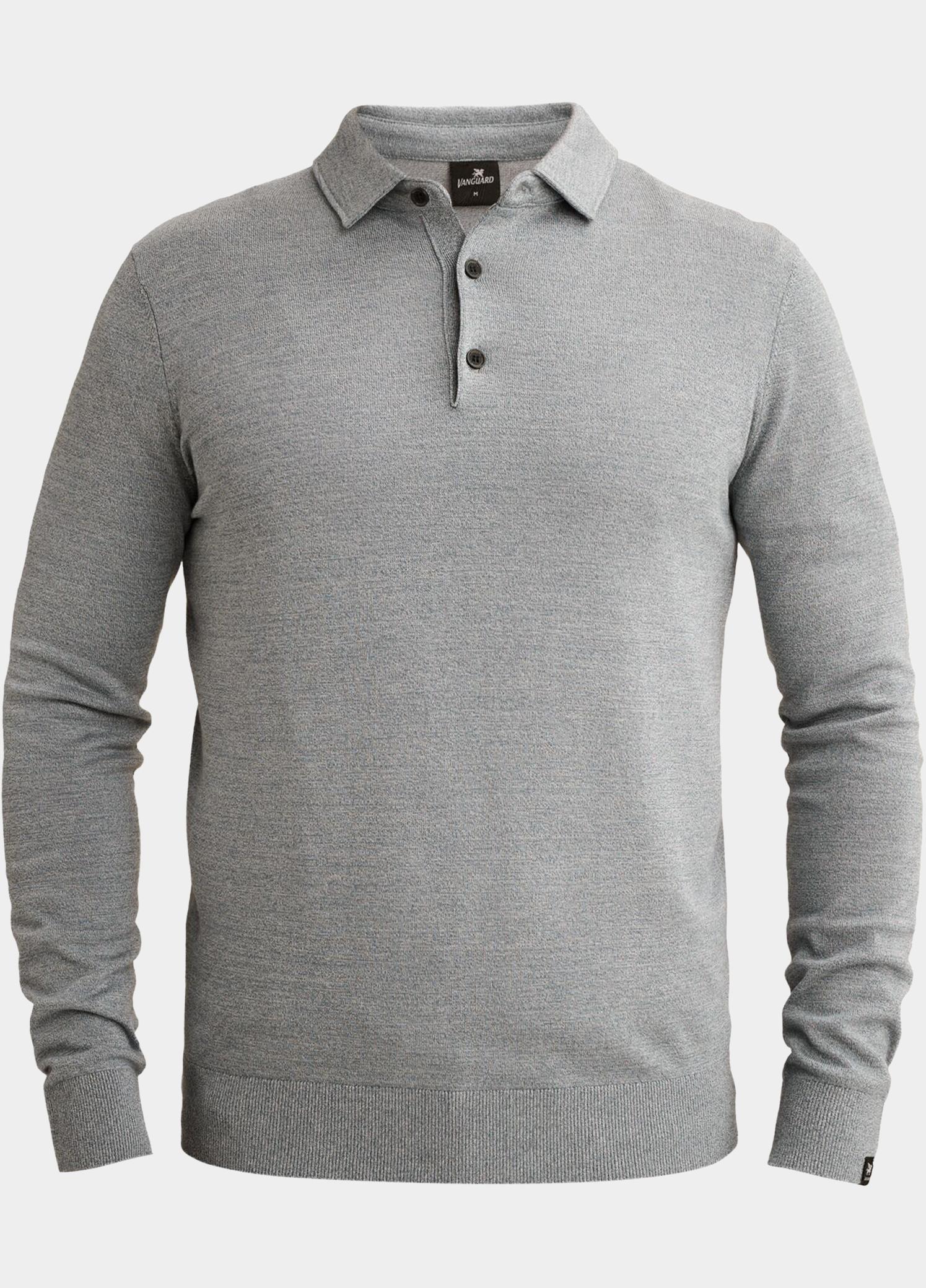 Vanguard Half Zip Blauw Half button collar cotton mod VKW2608301/5356