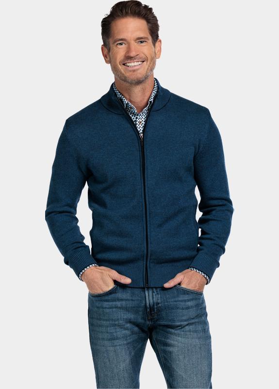 Baileys Vest Blauw Cardigan Zip  all-over 2-tone 522009/655