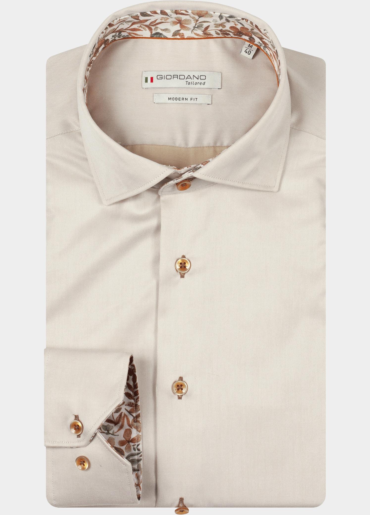 Giordano Overhemd heren Wit Locarno long sleeve semi cuta 527877/81