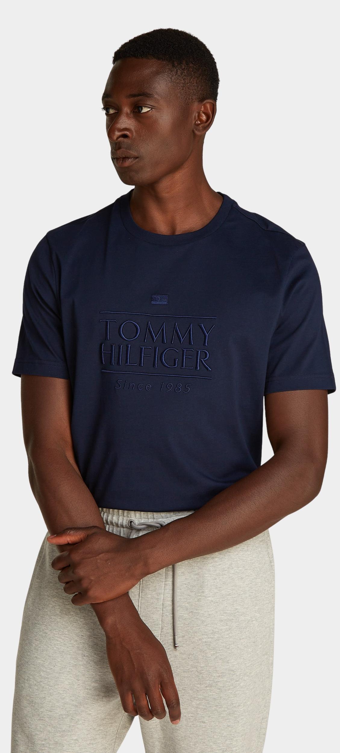 Tommy Hilfiger T-shirt korte mouw Blauw Hilfiger Embroidery Logo Tee MW0MW38620/DW5