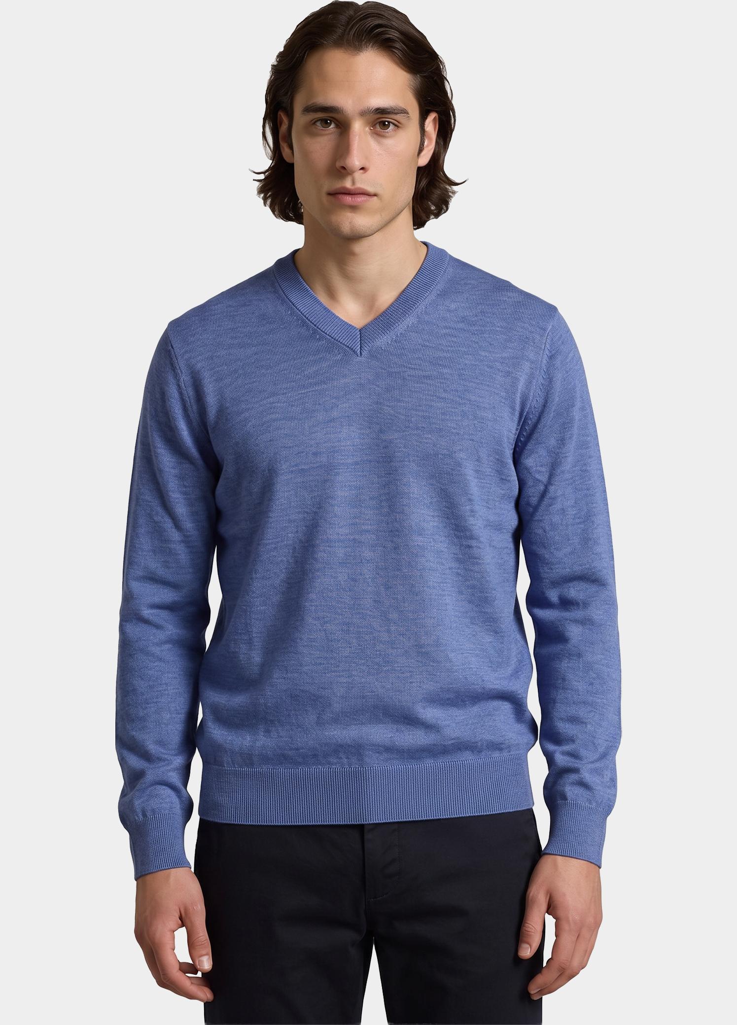 Bos Pullover heren Blauw V-hals 263/8159 - Indigo