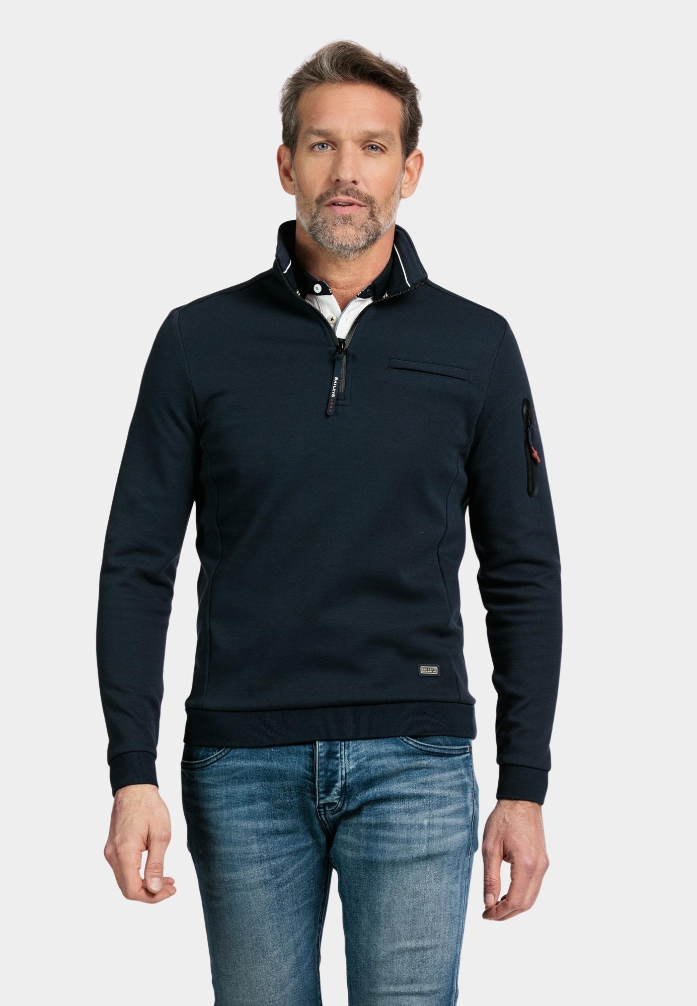 Baileys Half Zip Blauw Sweatshirt 1/2 zip  double fa 413103/60