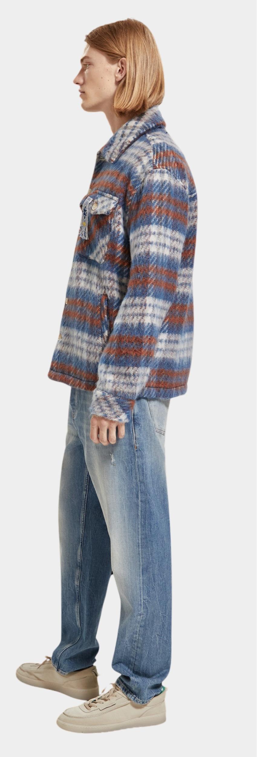Scotch & Soda Winterjack Blauw Brushed Wool blend check overs 174440/6770