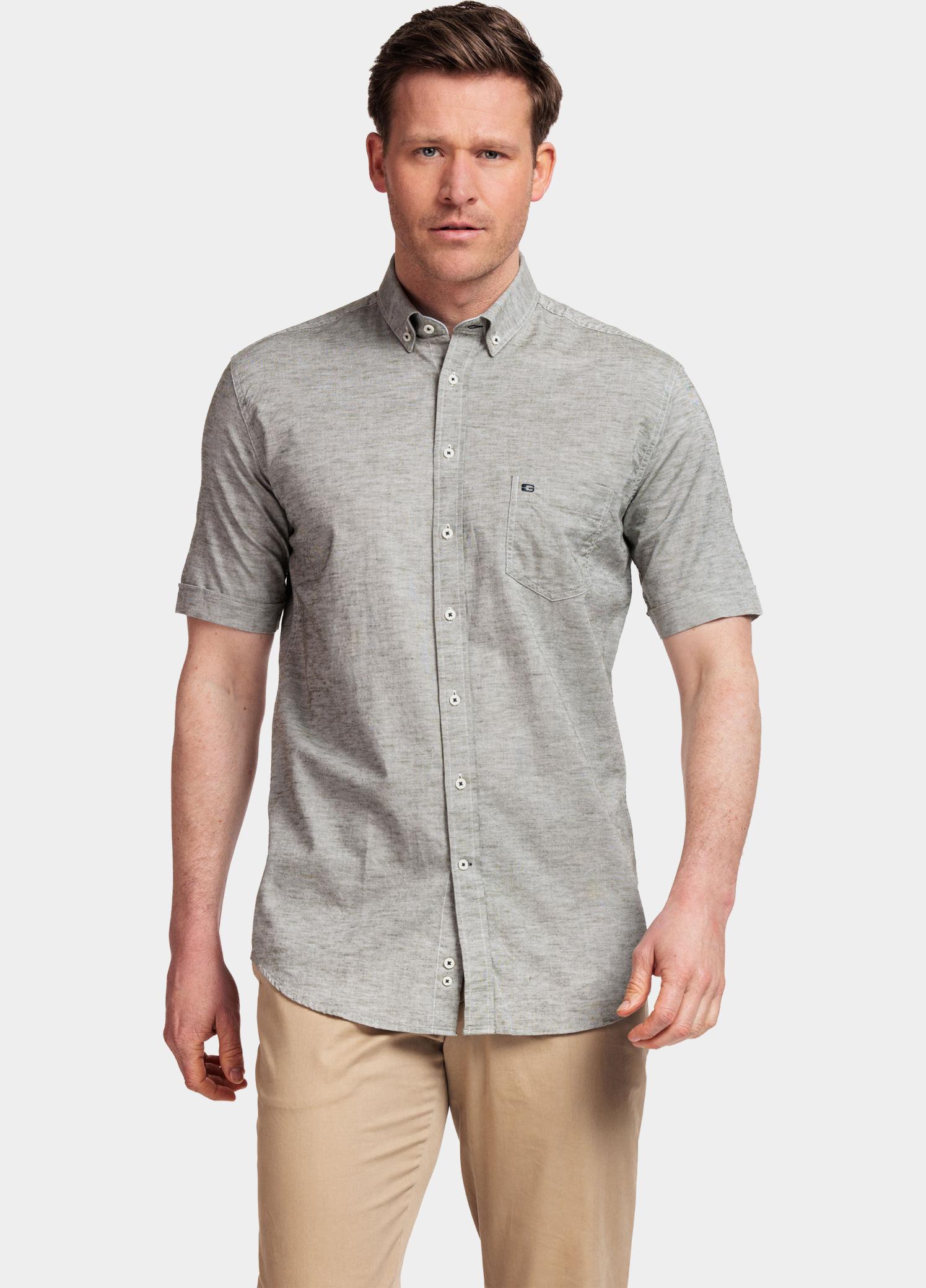 Giordano overhemd korte mouw heren Groen League, SS Button Down Solid 416001/75