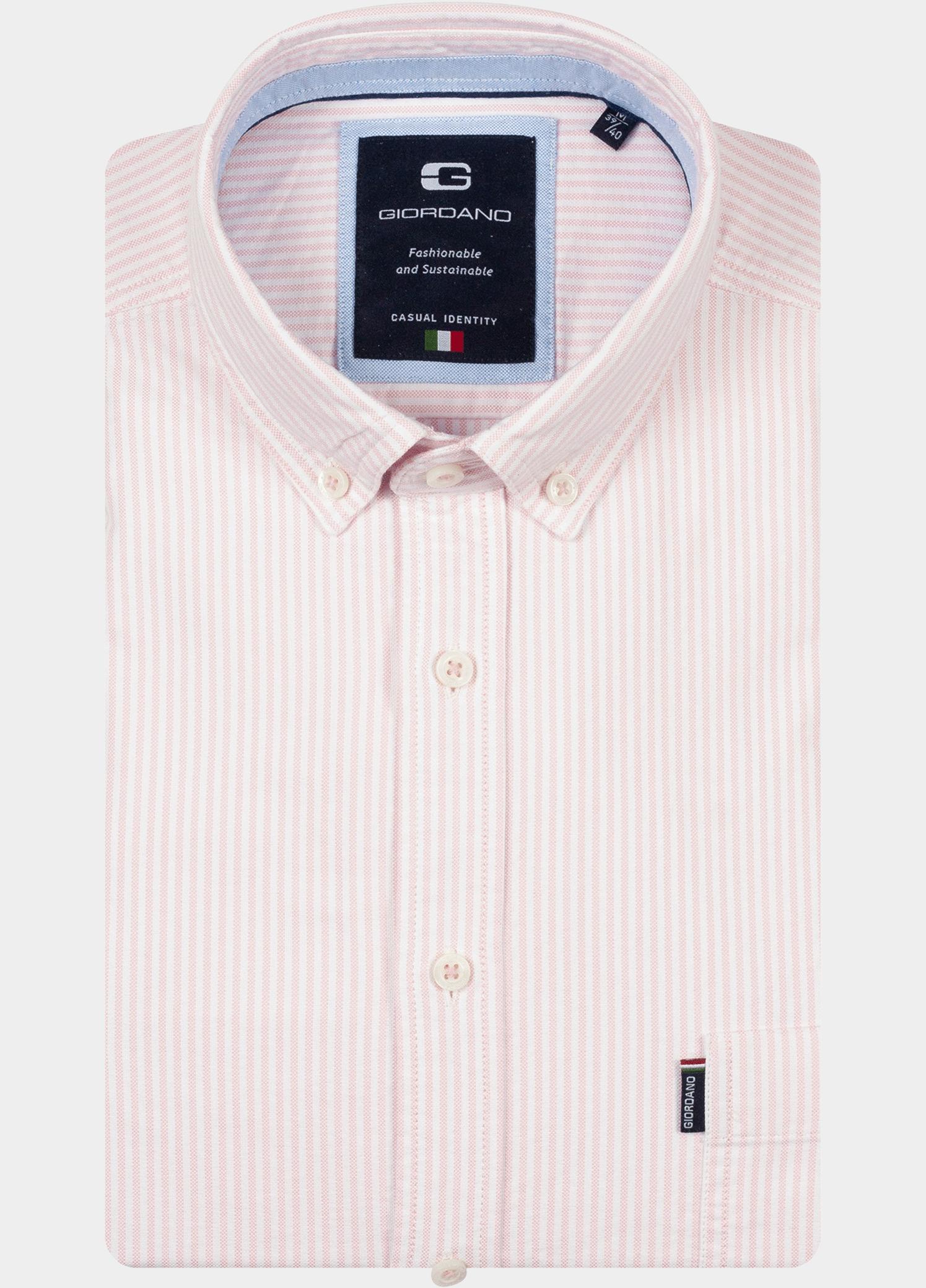 Giordano overhemd korte mouw heren Roze Marlon Short Sleeve Button Do 616112/50
