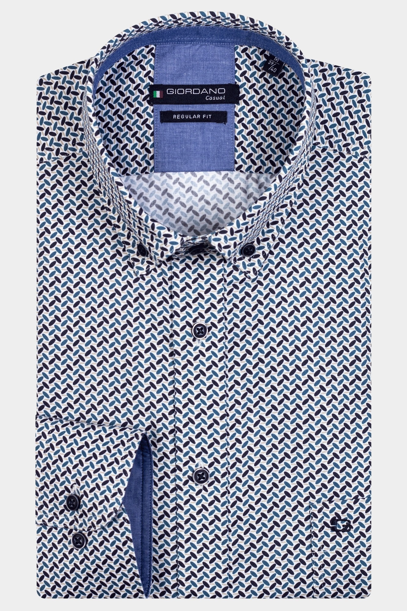 Giordano Casual hemd lange mouw Blauw Ivy 327014/65