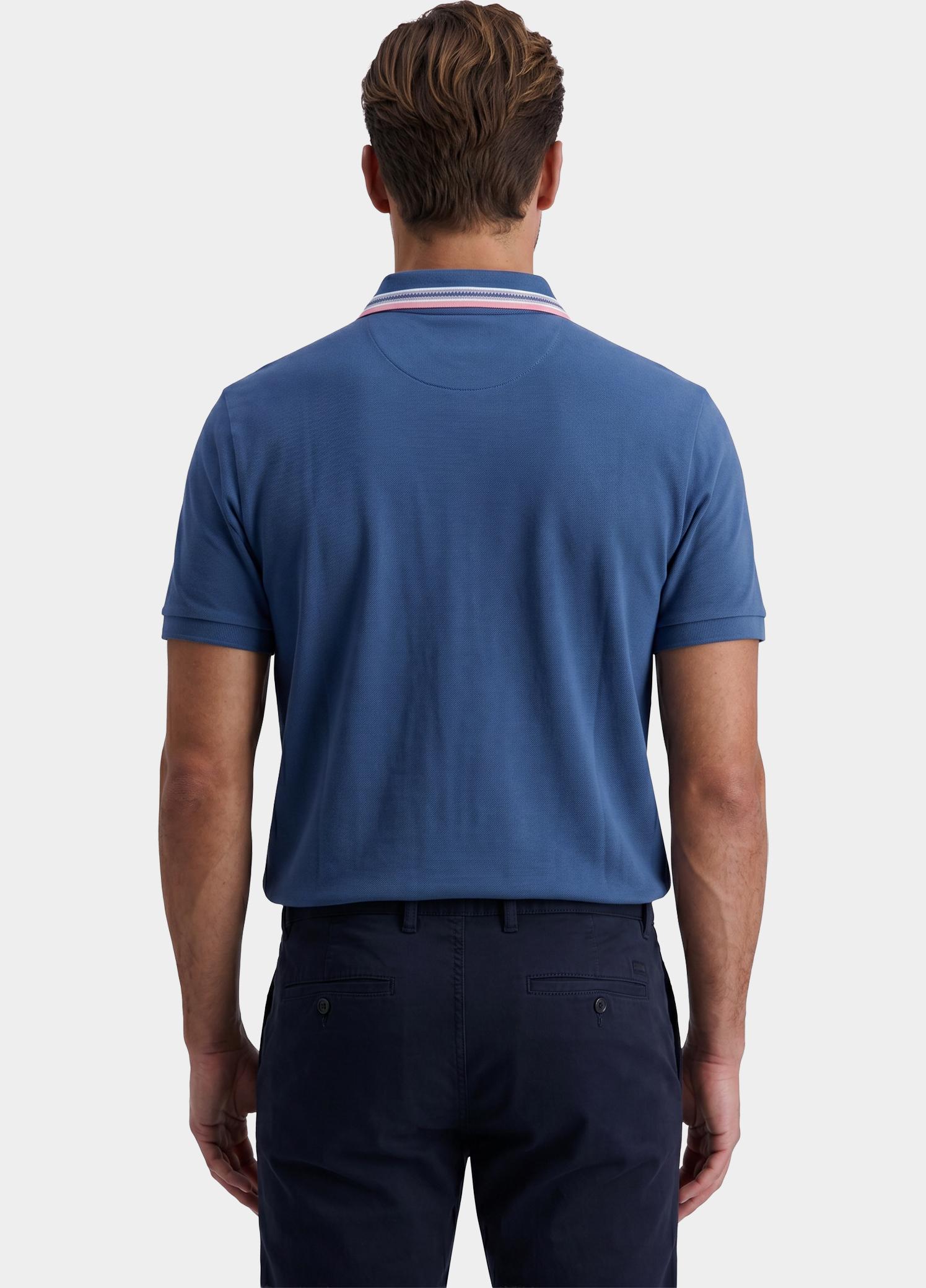 Scotland Blue Polo heren Blauw Brick Polo Plain Contrast Col SPE25108BR06SB/268 jeans blue