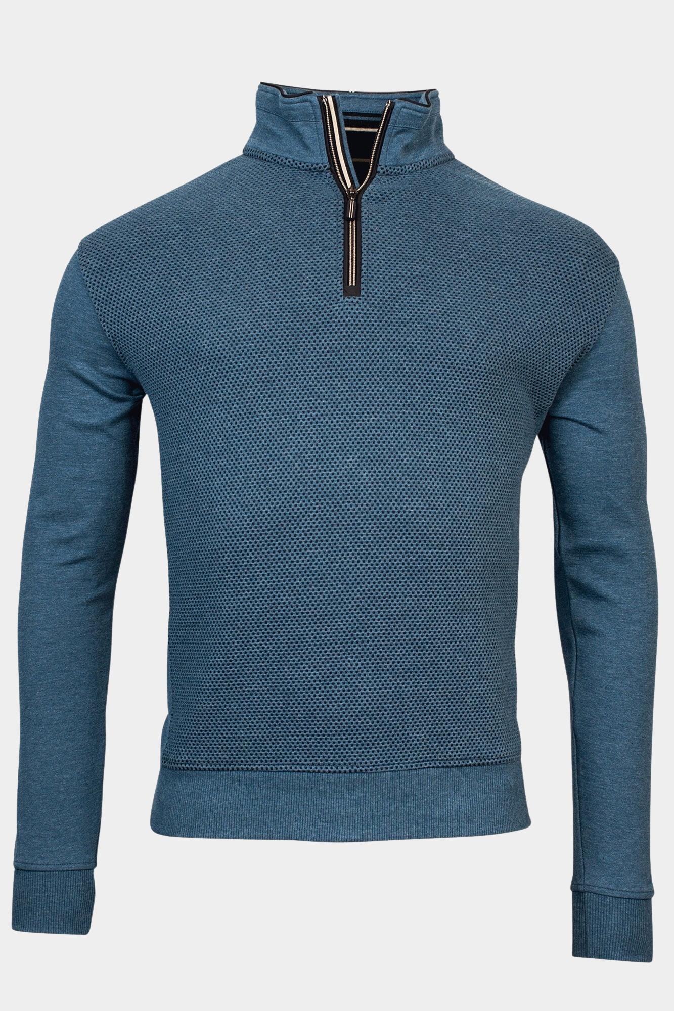 Baileys Half Zip Blauw Sweatshirt 1/2 zip  Front Bod 323175/655