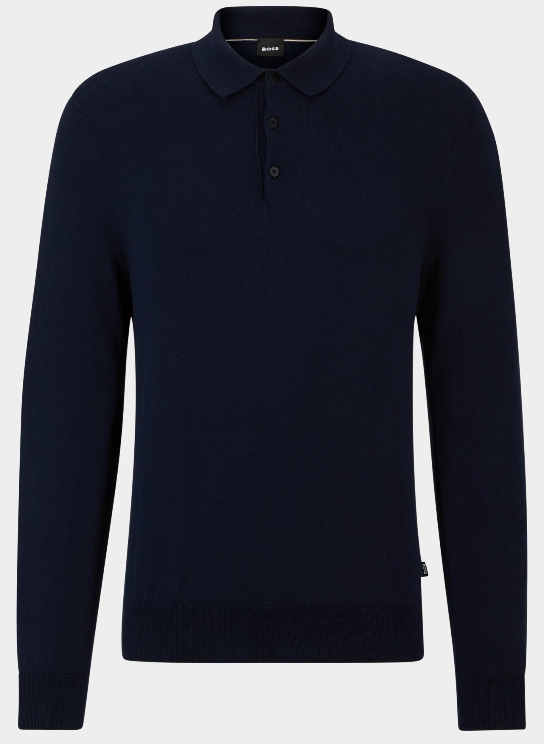 BOSS Black Polo lange mouw Blauw Gemello-P 10255177 01 50506025/404