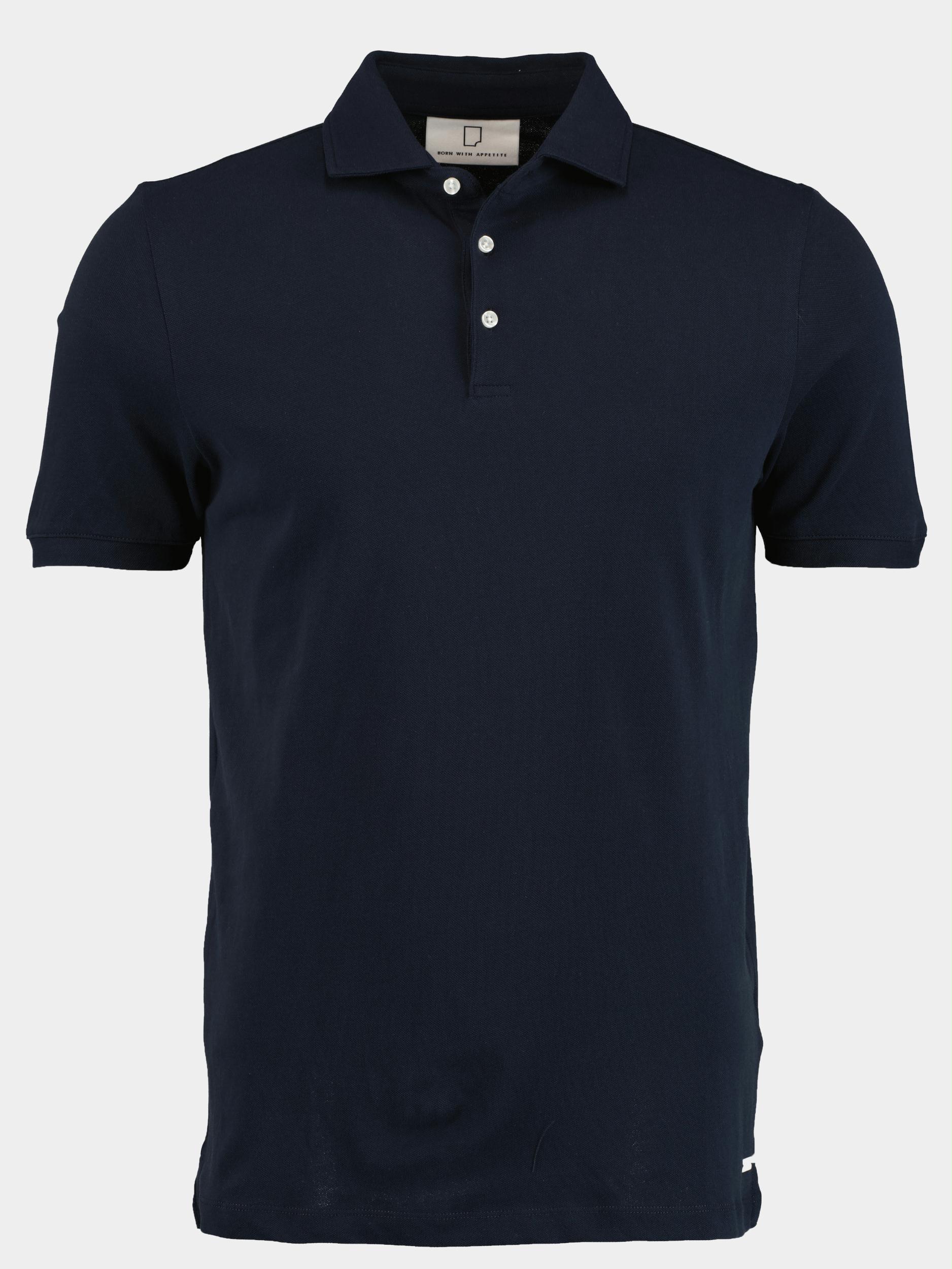 Born With Appetite Polo korte mouw Blauw Arto Polo Fine Pique Plain 23108AR22/290 navy