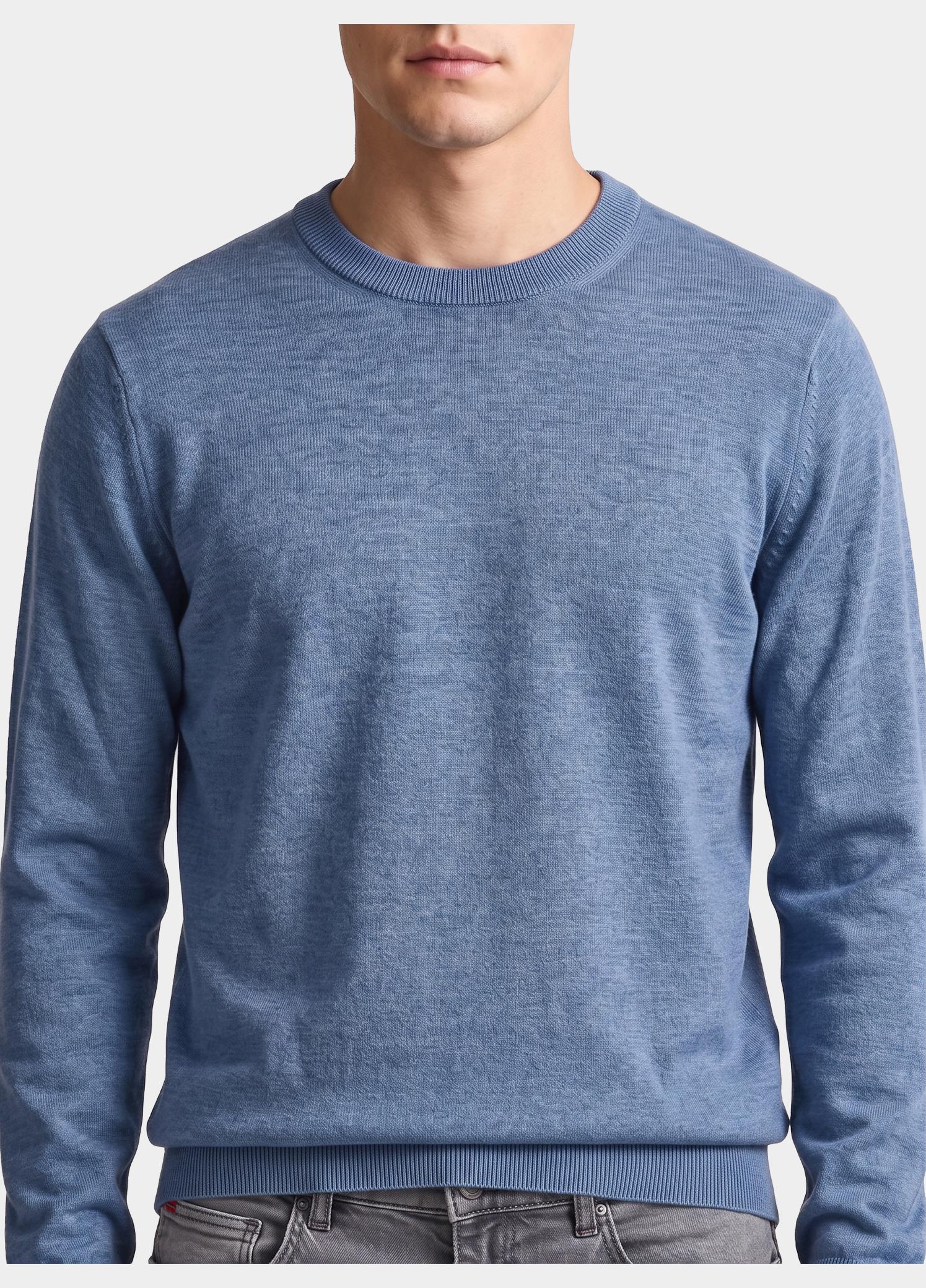 Bos Pullover heren Blauw O-hals 262/8153 - Steel Blue