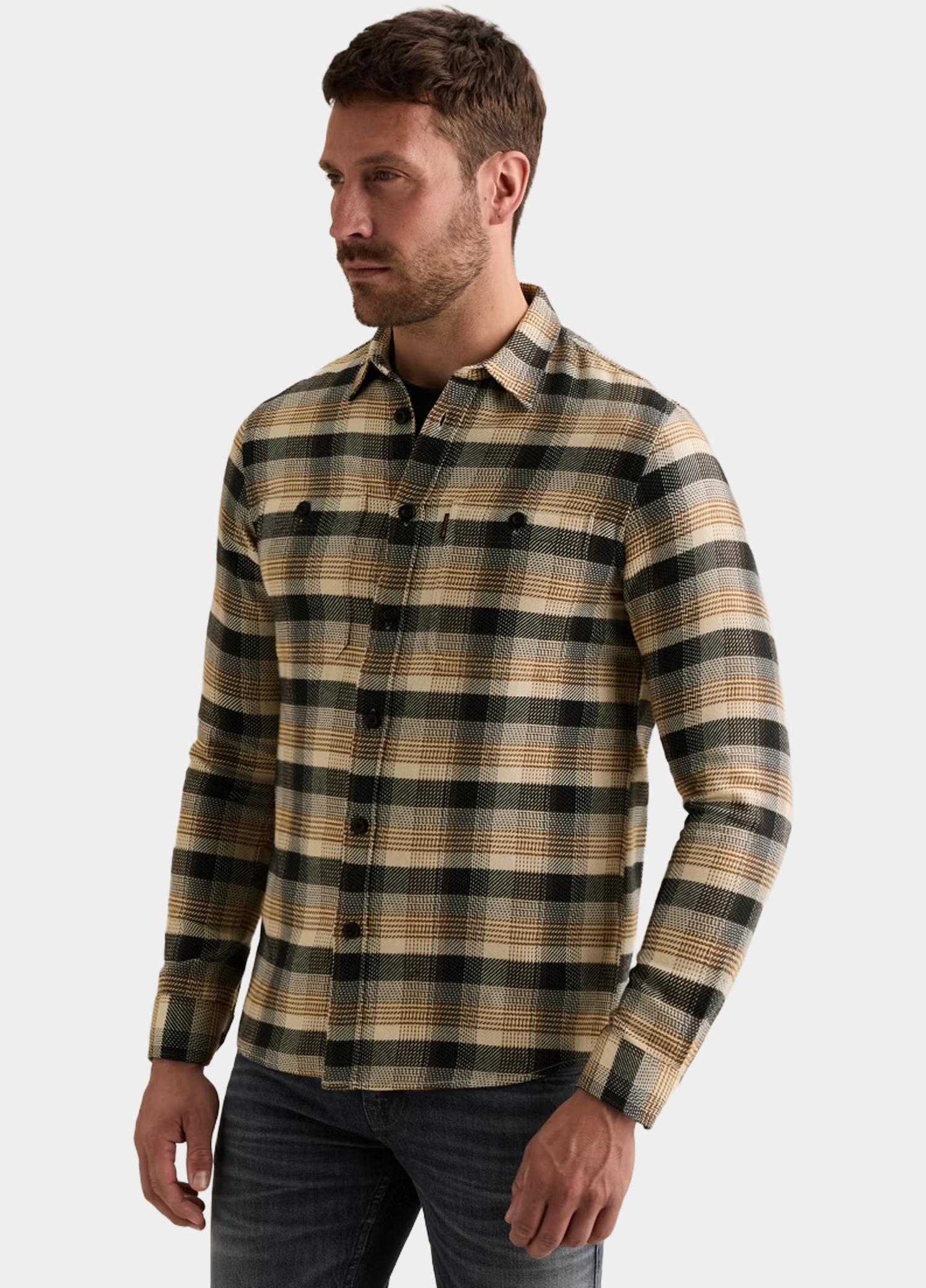 PME Legend Overhemd heren Bruin Long sleeve shirt yarn dye ch PSI2608216/8187