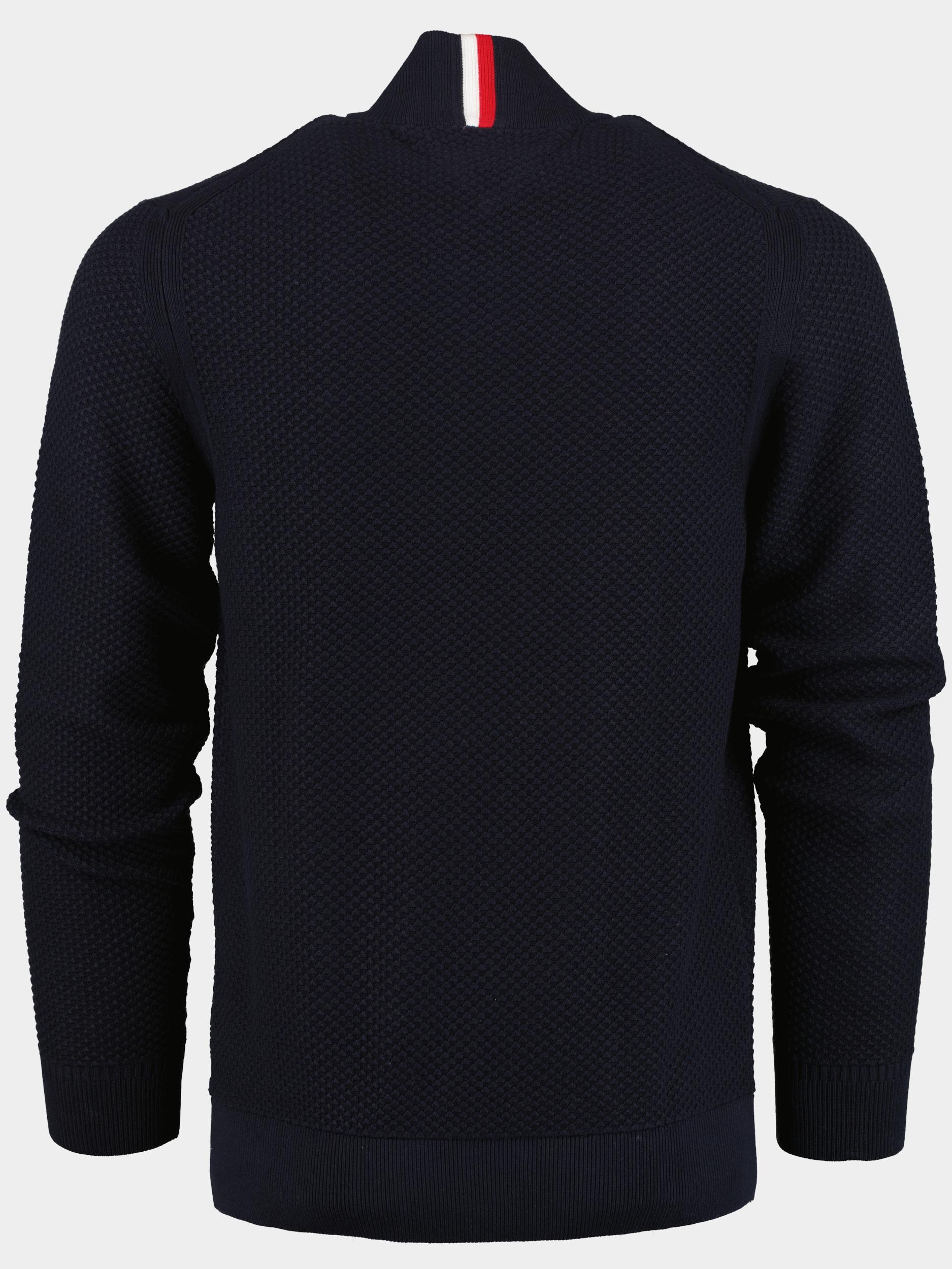 Tommy Hilfiger Pullover Blauw Oval Structure Zip Mock MW0MW34690/DW5