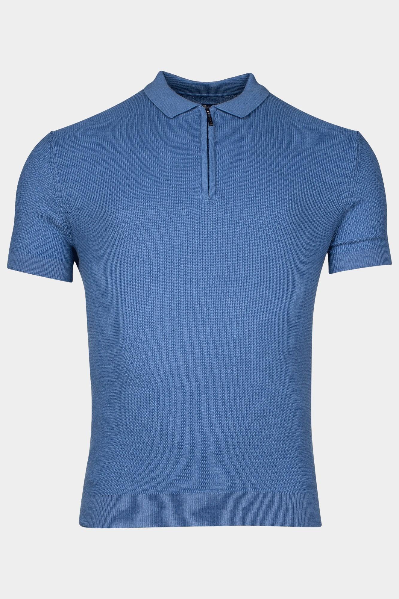 Baileys Polo korte mouw Blauw Polo Knitted Zip up - SS  all 515716/63