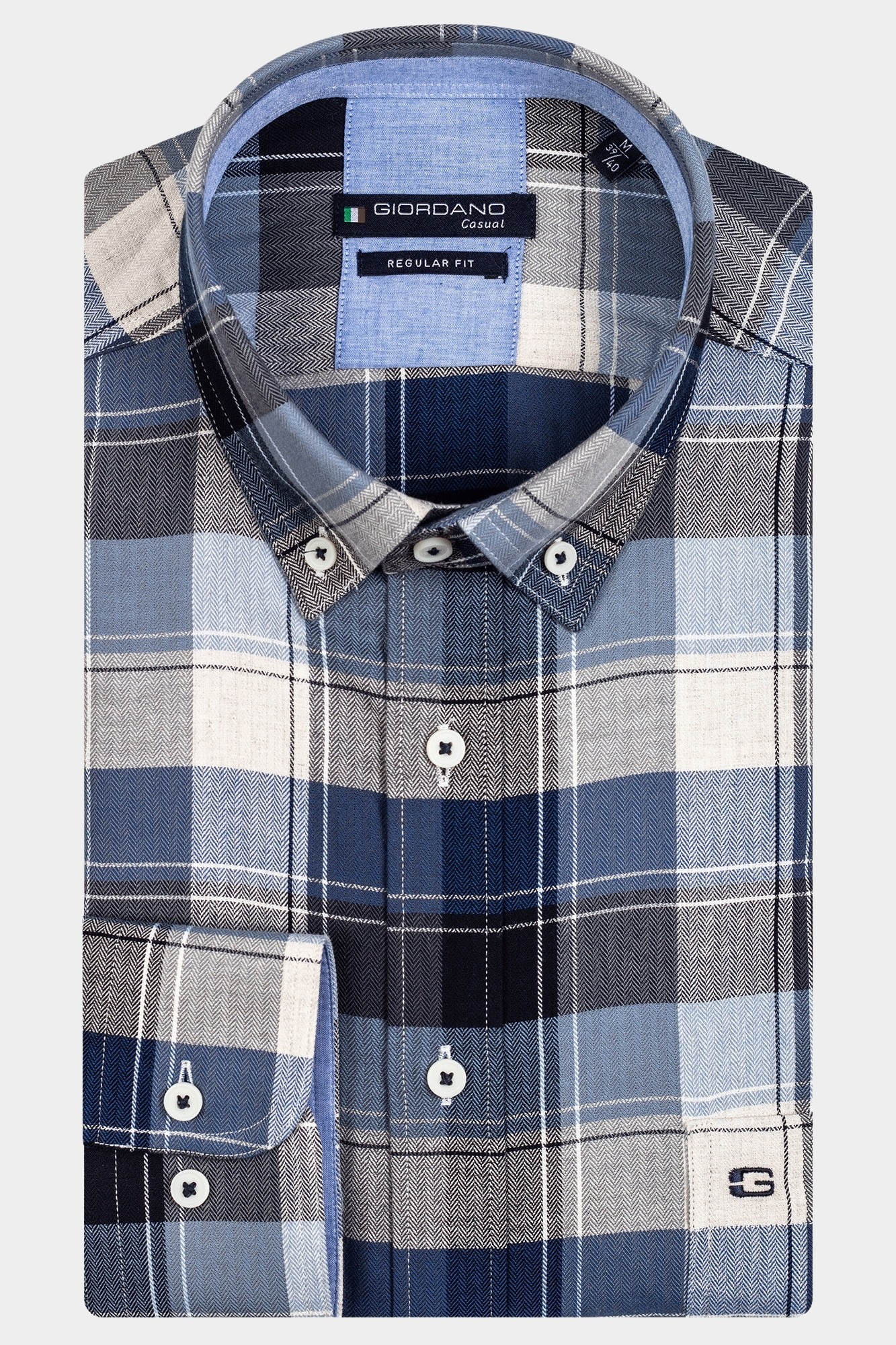 Giordano Casual hemd lange mouw Blauw Ivy 327307/60