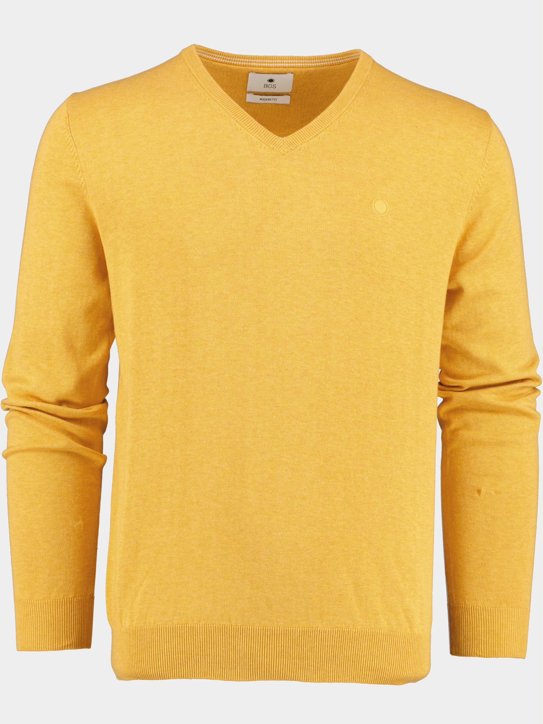 Bos Bright Blue Pullover Geel Vince V-neck Pullover Flatkni 23105VI01BO/460 amber