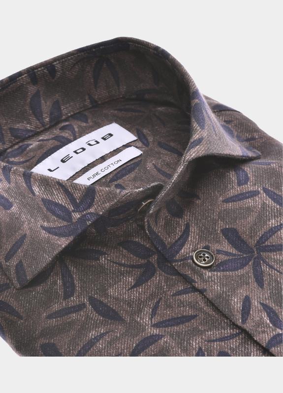 Ledub Business hemd lange mouw Bruin  0143178/680-000-000