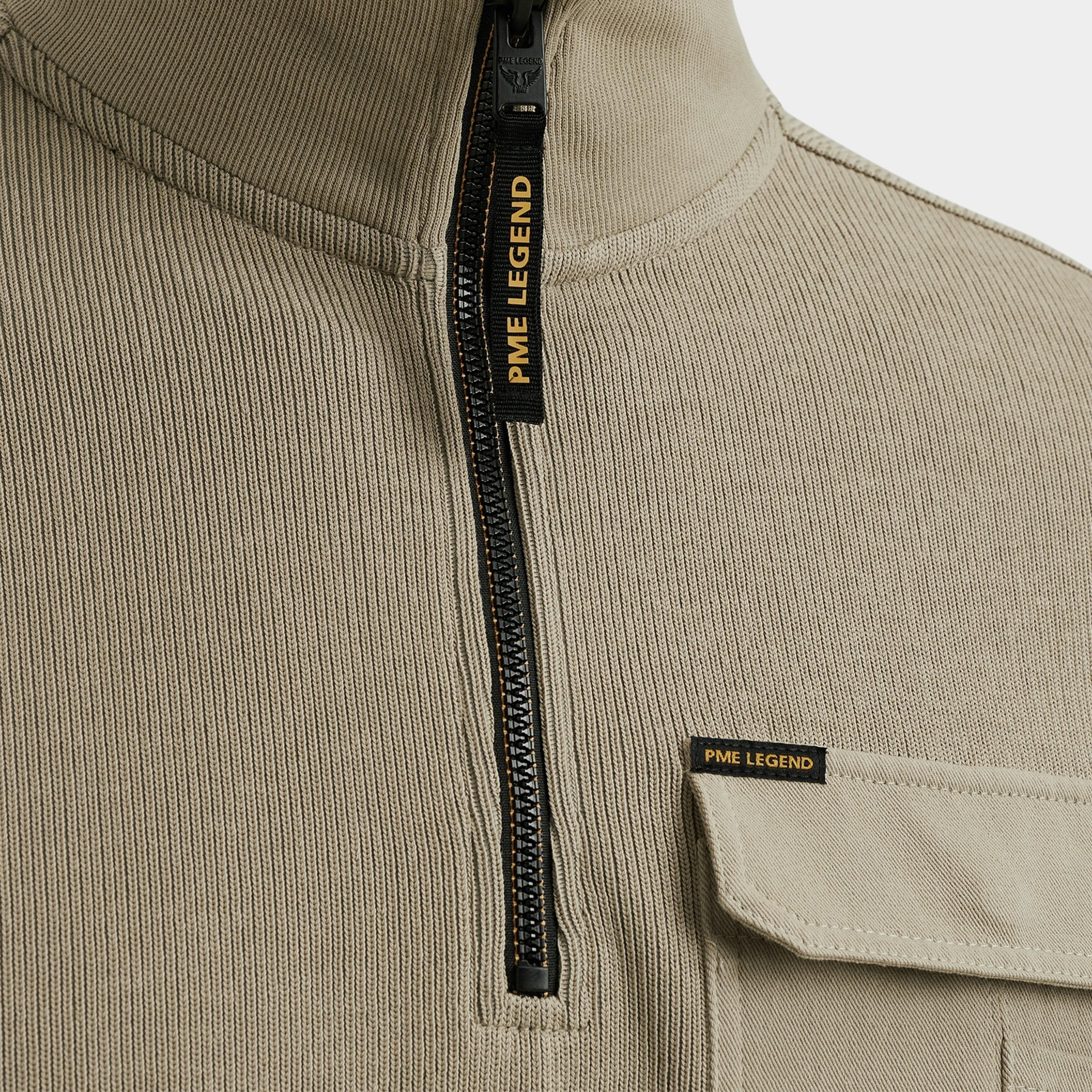 PME Legend Half Zip Groen Half zip collar knit look jer PSW2509457/8011