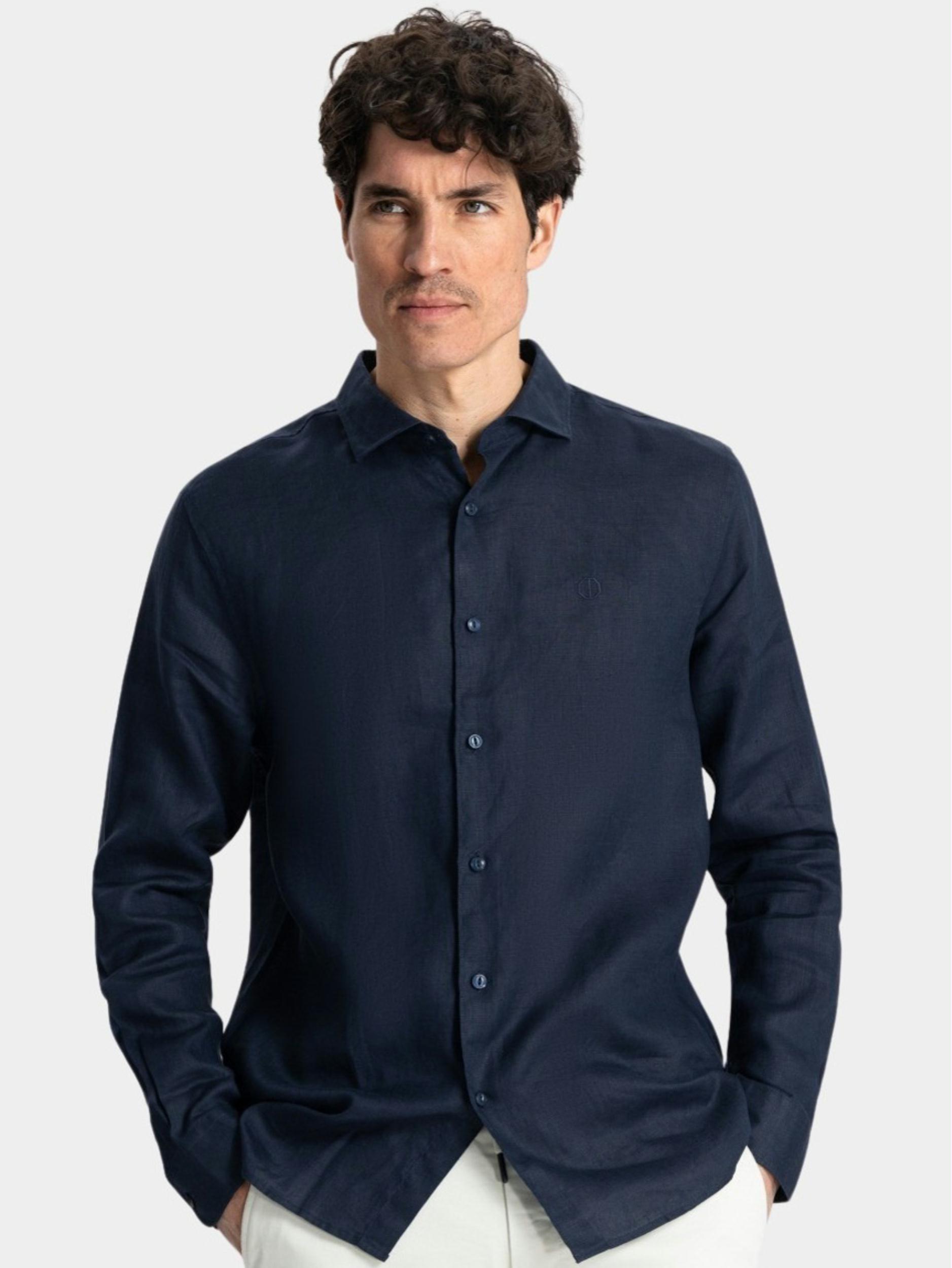 Dstrezzed Casual hemd lange mouw Blauw Jagger Shirt Linen 303710/649