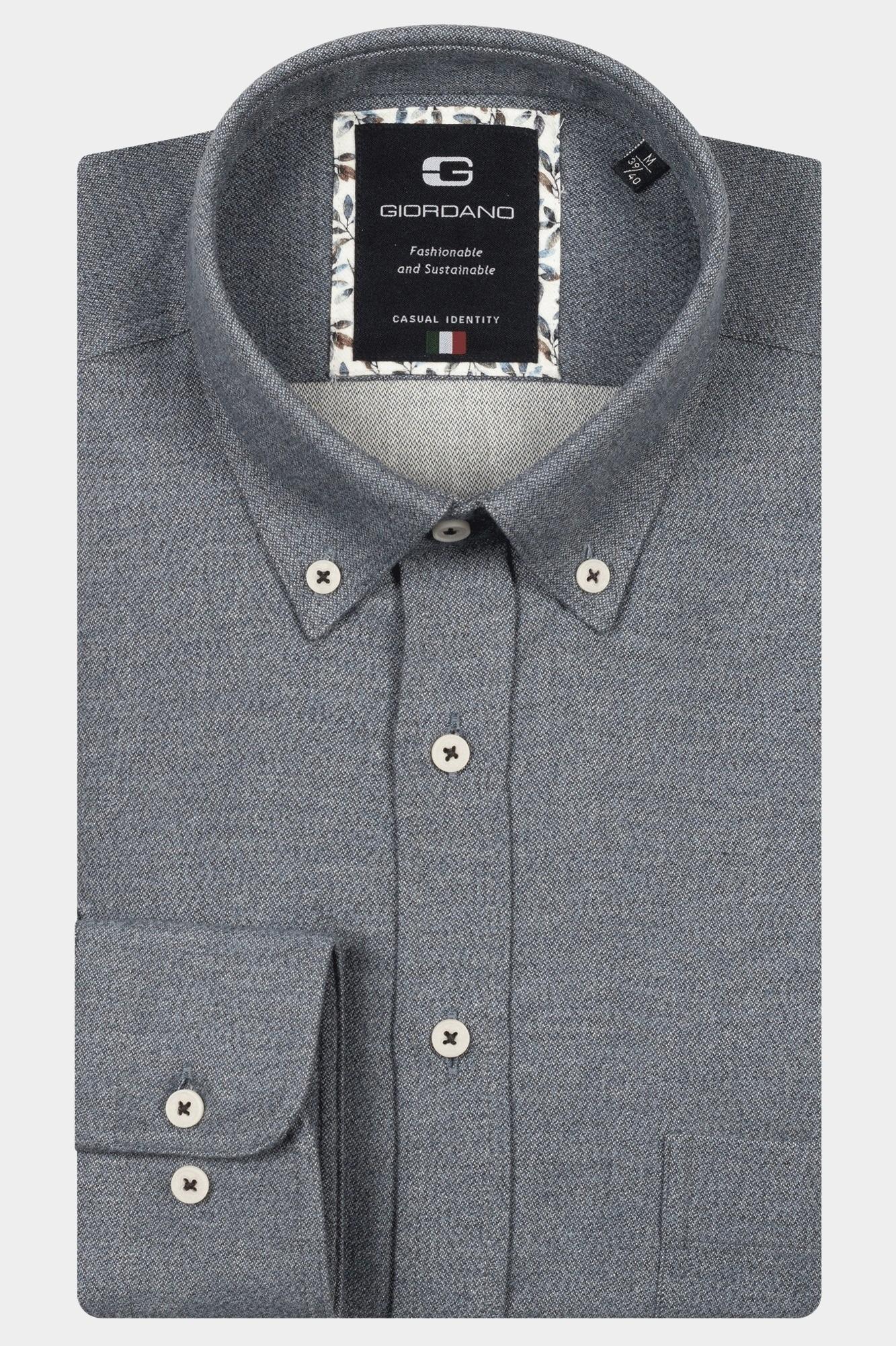 Giordano Casual hemd lange mouw Blauw Brando long sleeve button dow 527010/60