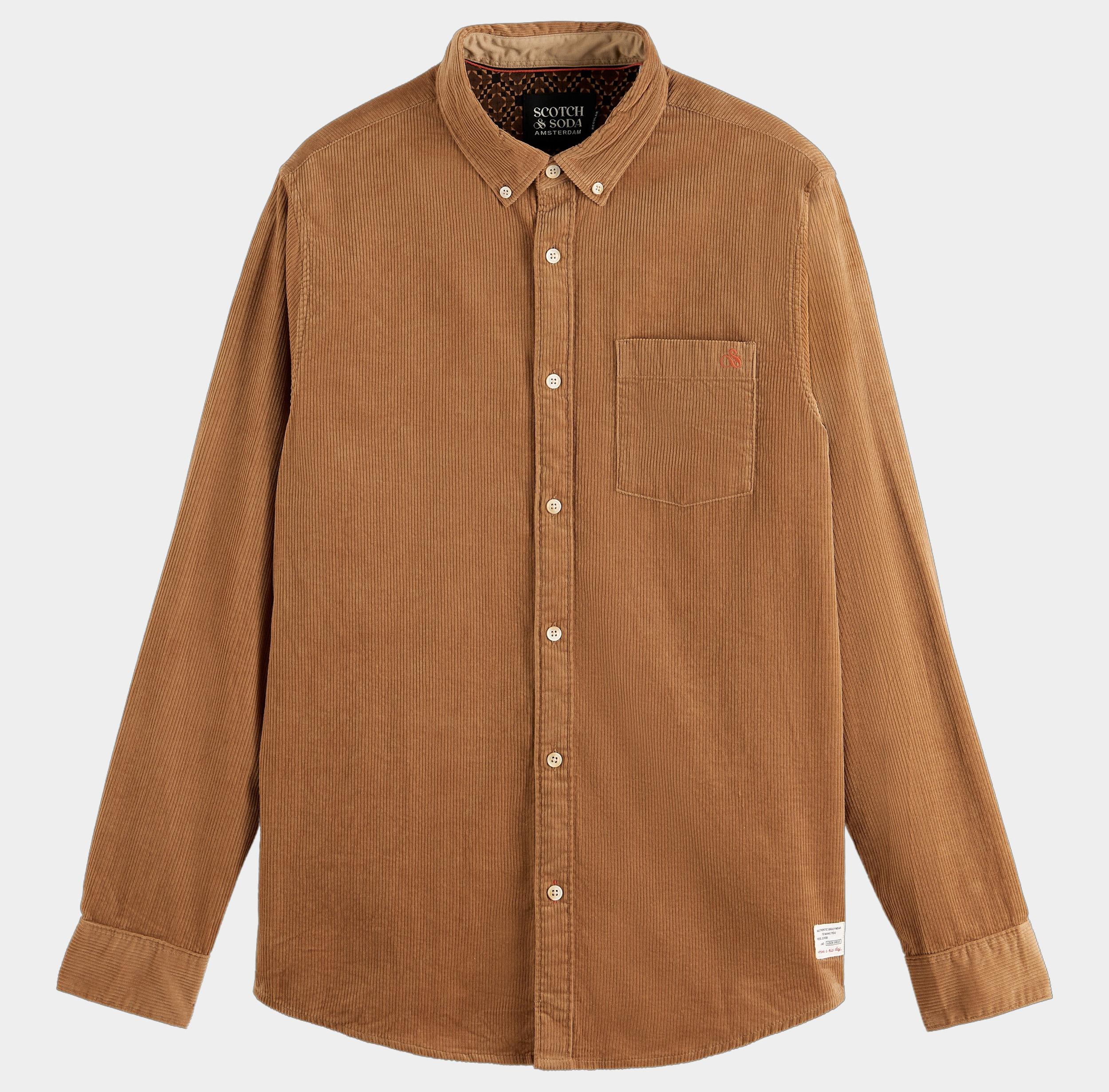 Scotch & Soda Casual hemd lange mouw Bruin Essential Corduroy 174525/0619
