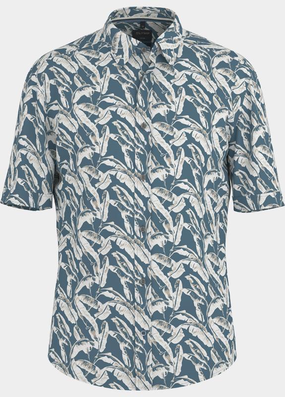 Olymp overhemd korte mouw heren Blauw Casual 401012/15