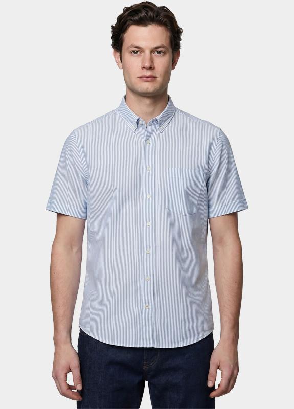 R.B. Boston overhemd korte mouw heren Blauw Marshall SS Button Down 616670/68