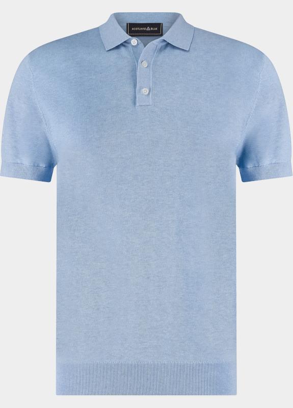 Scotland Blue Polo heren Blauw Pince Knitted Polo Ss SPE26106PI08SB/4003