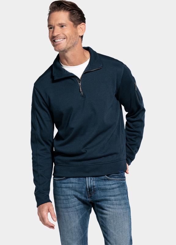 Baileys sweat halfzip Blauw Sweatshirt 1/2 Zip  yarn dyed 523135/60